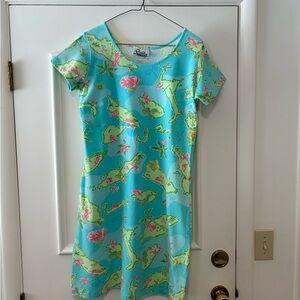 Lilly Pulitzer Aqua and Pink Cotton Shift Dress